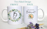 Greenery Rustic Floral Bridesmaid Custom Name - White Ceramic Mug