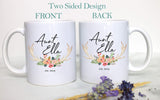 Floral Light Rustic Personalized Aunt Name - White Ceramic Mug