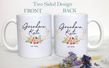 Floral Rustic Personalized Grandma Name Est Light  - White Ceramic Mug