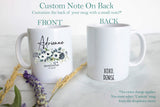 Blue Floral Bridesmaid Custom Name With Date  - White Ceramic Mug - Inkpot