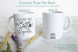Future Mrs. Blue Floral Custom Name - White Ceramic Mug