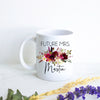 Future Mrs. Mug Burgundy Boho Floral Custom Name - White Ceramic Mug - Inkpot