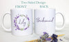 Lavender Purple Floral Custom Name - White Ceramic Mug - Inkpot