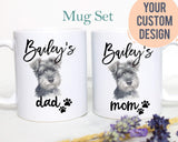 Personalized Schnauzer Mom and Dad Individual or Mug Set - White Ceramic Custom Mug