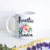 Personalized Auntie Name Floral - White Ceramic Mug