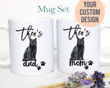 Personalized Black Cat Mom and Dad Individual or Mug Set #2 - White Ceramic Custom Mug
