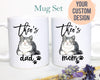 Personalized Tabby Cat Mom and Dad Individual or Mug Set- White Ceramic Custom Mug