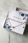 Bridesmaid Pearl Necklace Gift - Blue Floral
