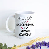 Promoted From Cat Grandma To Human Grandma - White Ceramic Mug