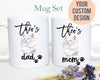 Personalized White Cat Mom and Dad Individual or Mug Set - White Ceramic Custom Mug