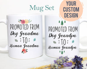 Promoted From Dog Grandma and Grandpa To Human Grandma and Grandpa Individual or Mug Set #2 - White Ceramic Mug - Inkpot