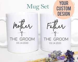 Father of the Groom Mother of the Groom Individual or Mug Set Custom Name With Date - White Ceramic Mug - Inkpot