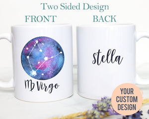 Virgo Mug, Personalized Name Zodiac Mug, Gift for Her, Custom Name Mug, Virgo Gift, Virgo Coffee Mug, Zodiac Gift, Constellation Gift Virgo