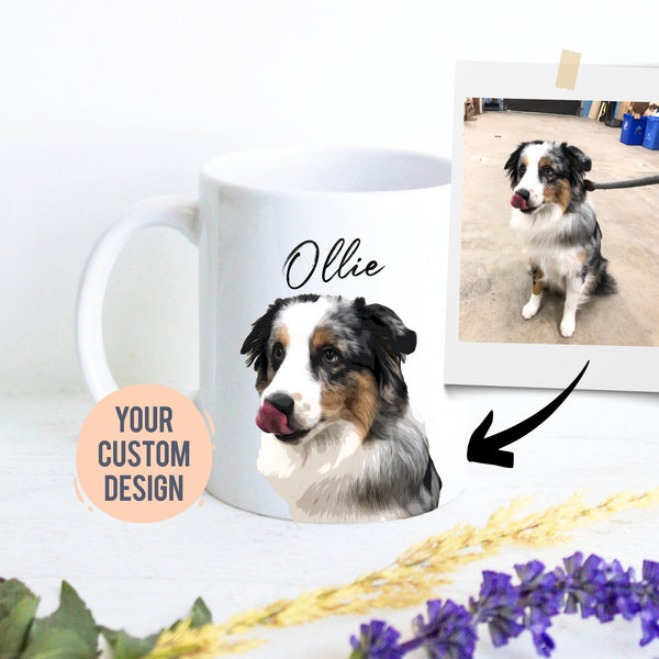 Custom Dog Pet Photo Portrait - White Ceramic Mug