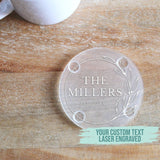 Laser Engraved Personalized Coaster - Family Name
