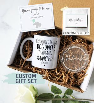 Personalized Uncle Gift Box | Promoted to DOG Uncle, New Uncle Gift, Uncle Proposal, Will You Be My Uncle Pregnancy Announcement Baby Reveal