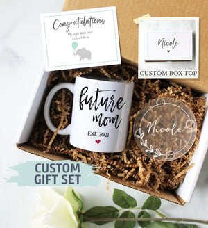 Personalized New Mom Gift Box | Baby Shower Gift, New Parents Gift, New Mom Mug, Expecting Parents, Mom to Be Gift, Future Mom MOM EST