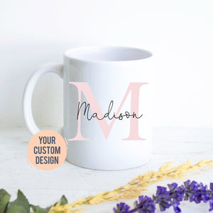 Personalized Name Initial on Mug, Custom Name Coffee Mug, Bridesmaid Gift, Initial Mug, Gift for Friend, Friend Birthday, Gift for Her