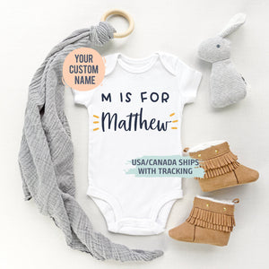 Personalized Baby Name Bodysuit, Baby Boy Girl Outfit, Baby Announcement Bodysuit, Newborn Coming Home, Baby Custom Letter Name Bodysuit