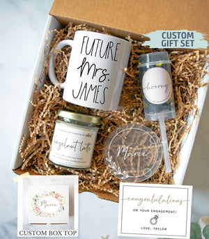 Personalized Engagement Gift Box | Congratulations on Engagement, Bridal Shower Gift Box, Bride to Be Gift Set, Future Mrs Gift, Bride Gift