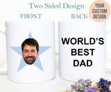 Custom Star Face Mug | World's Best Dad Mug, Dad Christmas Gift, Dad Birthday Gift, Father's Day Gift,Office, Coworker Gift,Stocking Stuffer