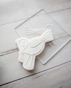 Spring Bird - Acrylic Fondant Embosser With Optional Cutter | Cookie Stamp, Easter Fondant Embosser, Easter Cookie Cutter, Spring Embosser