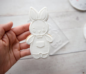 Easter Boy Bunny - Acrylic Fondant Embosser With Optional Cutter | Cookie Stamp, Easter Fondant Embosser, Easter Cookie Cutter, Embosser