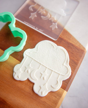 Baby Mobile Plaque - Acrylic Fondant Embosser With Optional Cutter | Cookie Stamp, Baby Shower Fondant Embosser, Baby Shower Cookie Cutter