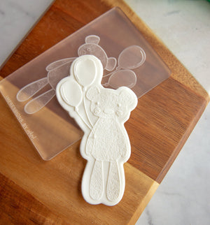Bear Balloon - Acrylic Fondant Embosser With Optional Cutter | Bear Cookie Stamp, Baby Shower Fondant Embosser, Baby Shower Cookie Cutter