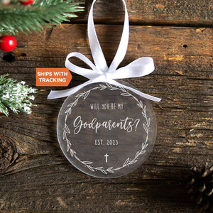 Personalized Godparent Ornament | Will You Be My Godmother Godfather Godparent, Baptism Ornament, Godparent Thank You Gift, Christening Gift