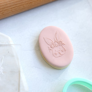 Easter Bunny Face Pattern Acrylic Fondant Embosser With Cutter | Cookie Stamp,Easter Fondant Embosser,Cookie Cutter, Easter Bunny Pattern